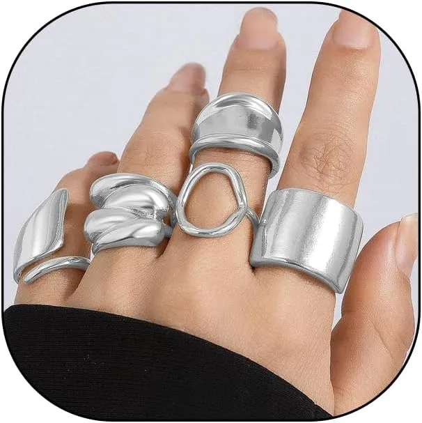 GIGB PBDK Gold Stackable Knuckle Ring Set for Women Dainty Silver Adjustable Dome Rings Vintage Joint Finger Thumb Rings Jewelry Accessories