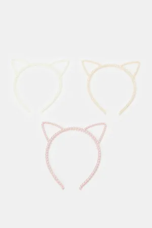 Girls Assorted Cat Ears Headband (Pack of 3)