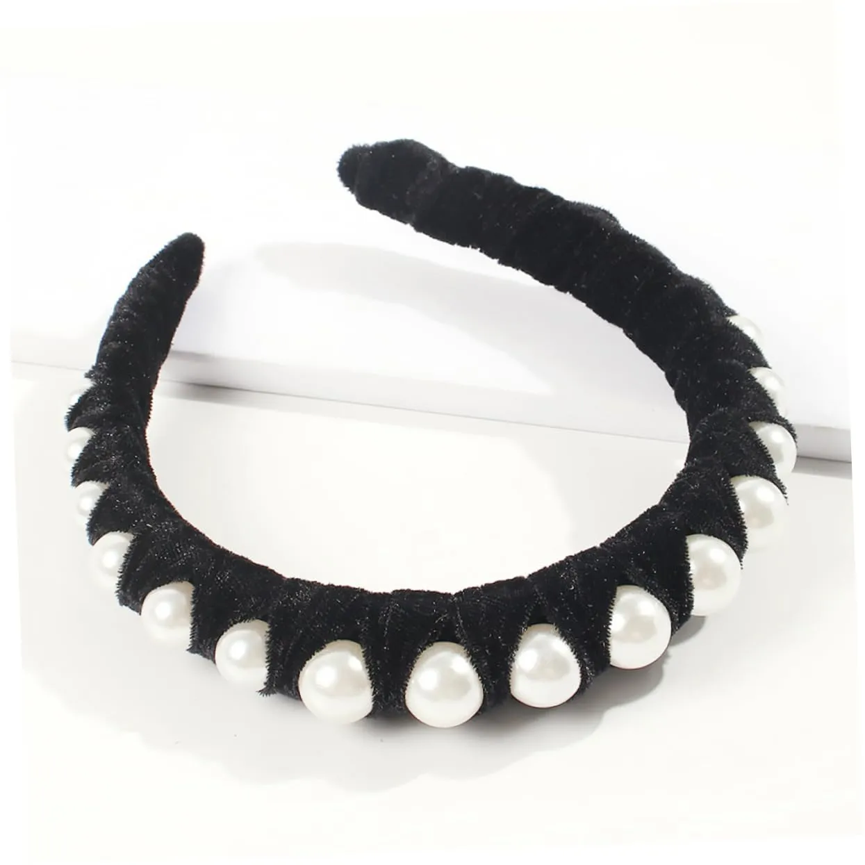 Girls Hair Accessories Gold Velvet Headdress Pearls Boho Style Hair Band
