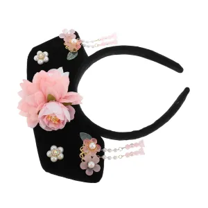 Girl's Hanfu Headband Qing Dynasty Hair Hoop Traditional Chinese Hairband for Parties