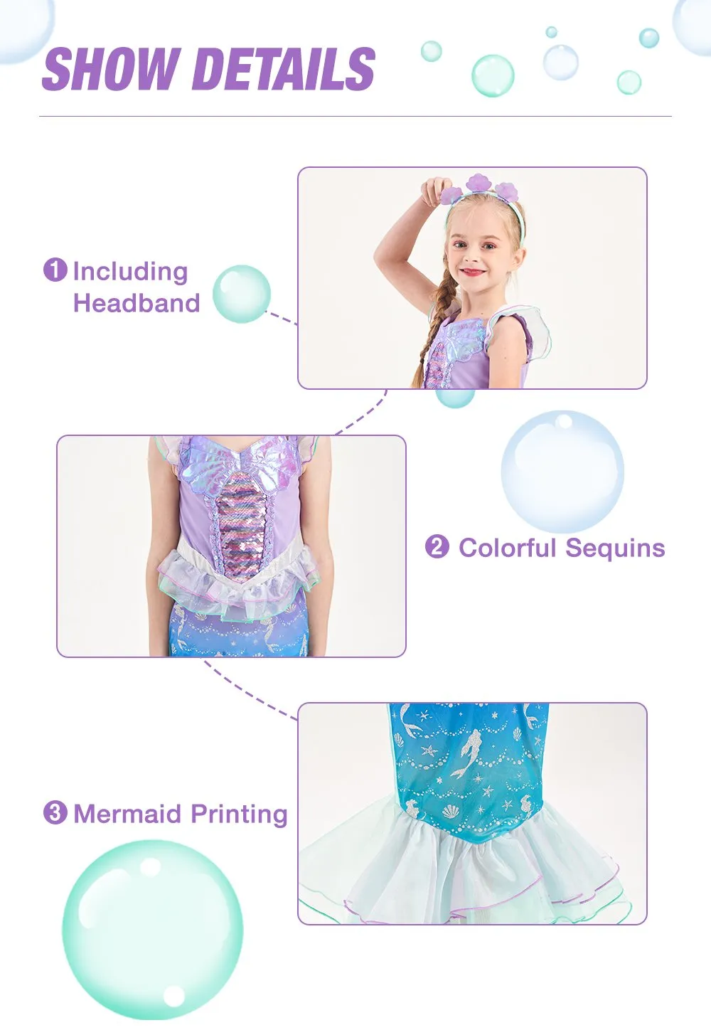 Girls Princess Dresses Mermaid Costume