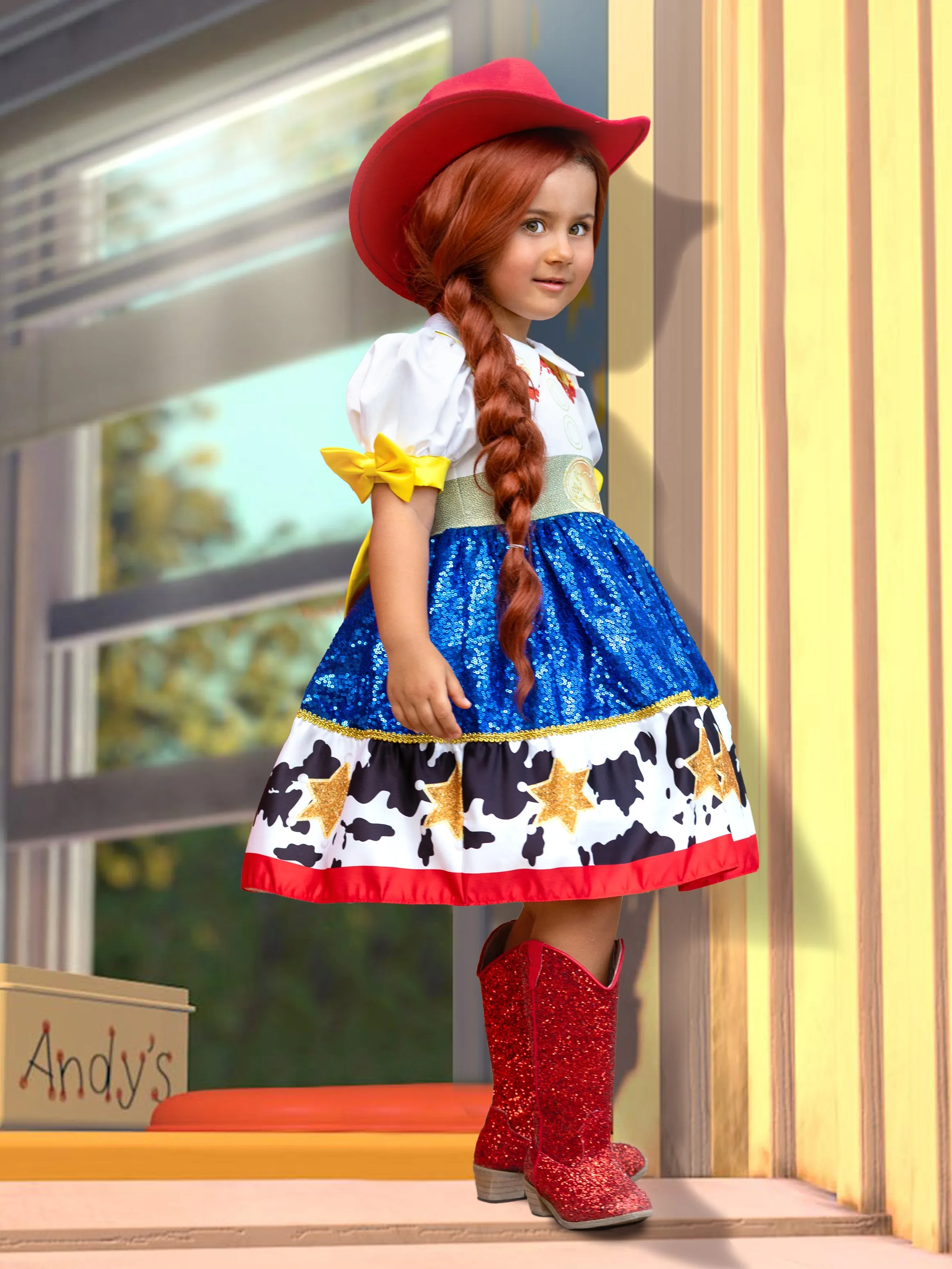 Girls Toy Story Jessie Inspired Sparkle Costume Dress