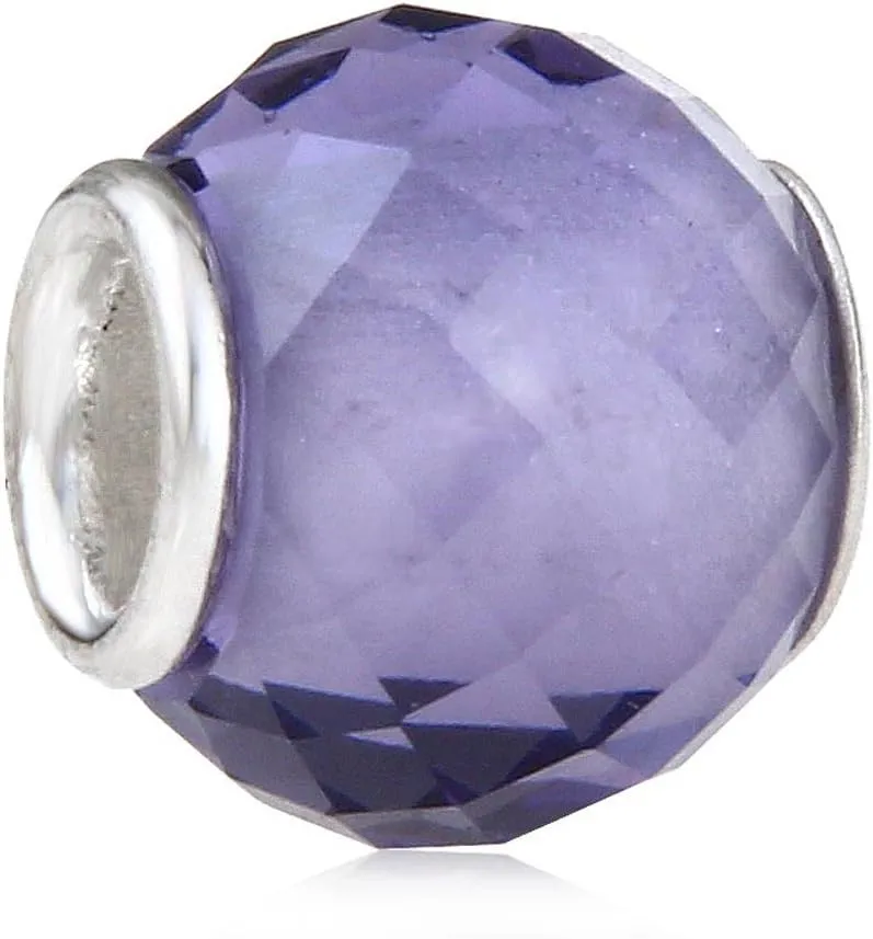 Glass Birthstone Charm with 925 Sterling Silver Core Birthday Charm Anniversary Charm for Pandora Charm Bracelet