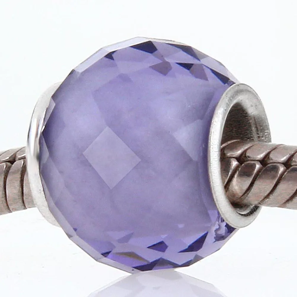 Glass Birthstone Charm with 925 Sterling Silver Core Birthday Charm Anniversary Charm for Pandora Charm Bracelet
