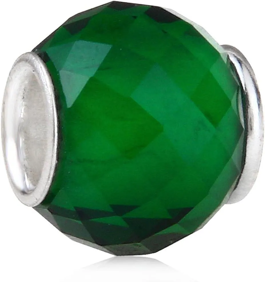 Glass Birthstone Charm with 925 Sterling Silver Core Birthday Charm Anniversary Charm for Pandora Charms Bracelelt