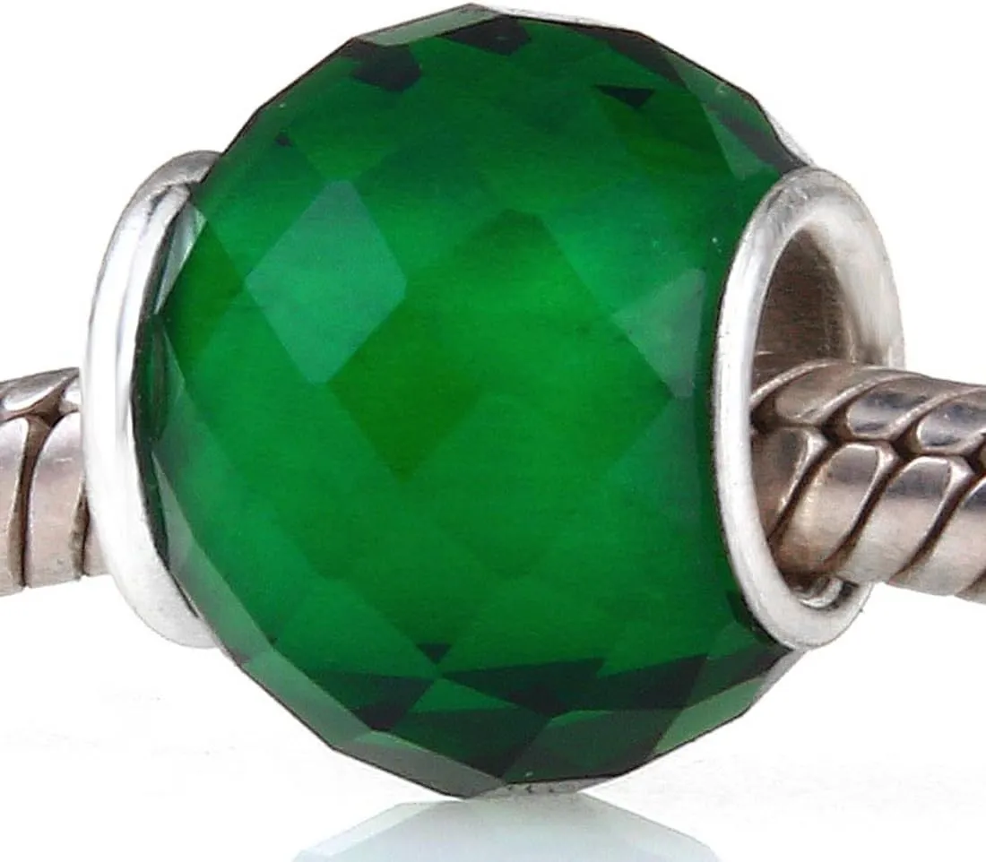 Glass Birthstone Charm with 925 Sterling Silver Core Birthday Charm Anniversary Charm for Pandora Charms Bracelelt