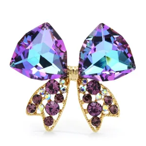Glass Bowknot Brooches For Women Unisex New Sparkling Rhinestone Butterfly Brooches