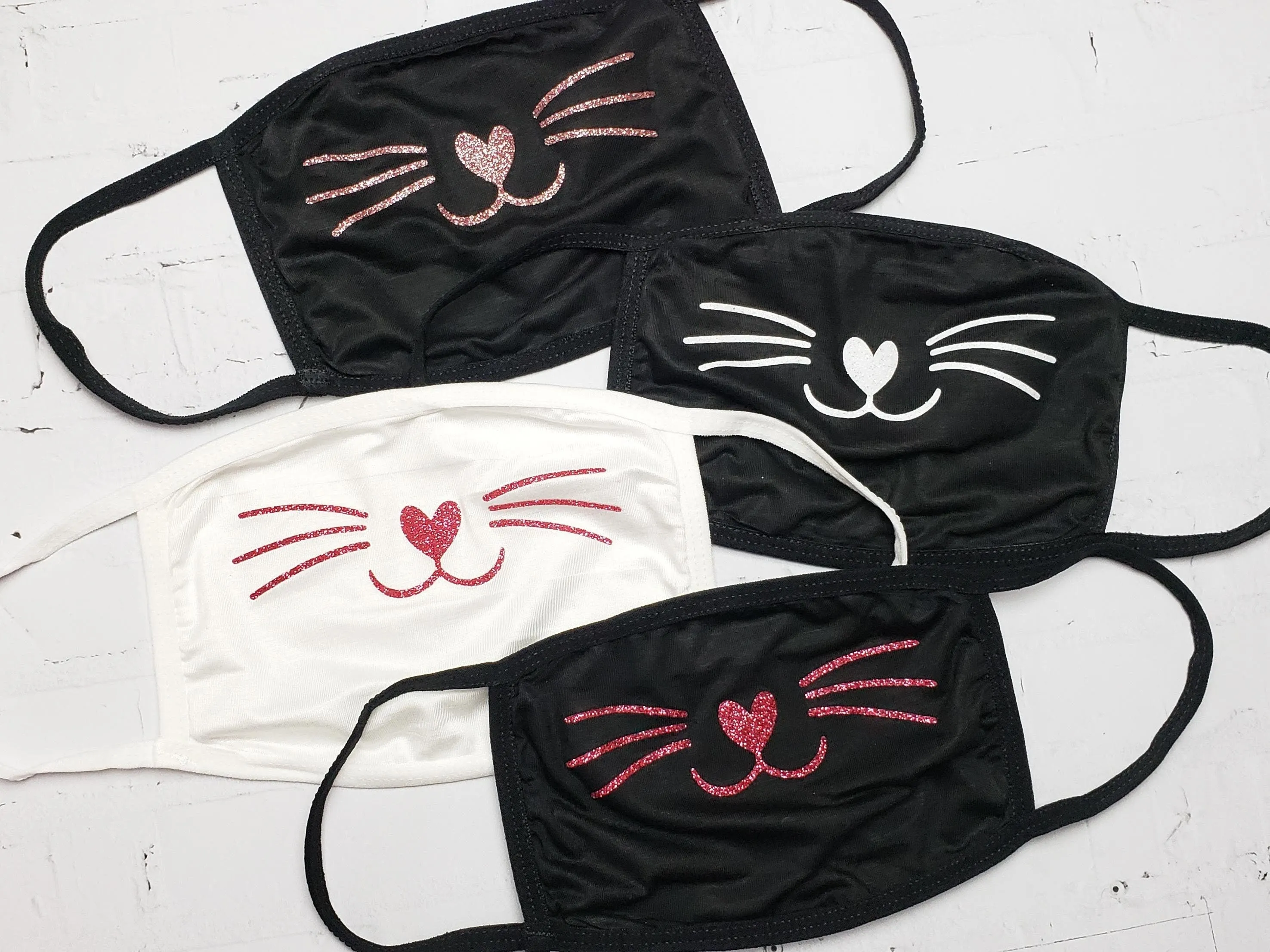 Glitter Kitty Mouth and Whiskers Masks - Cute Masks for Birthday Party, Work or Girls Night Out