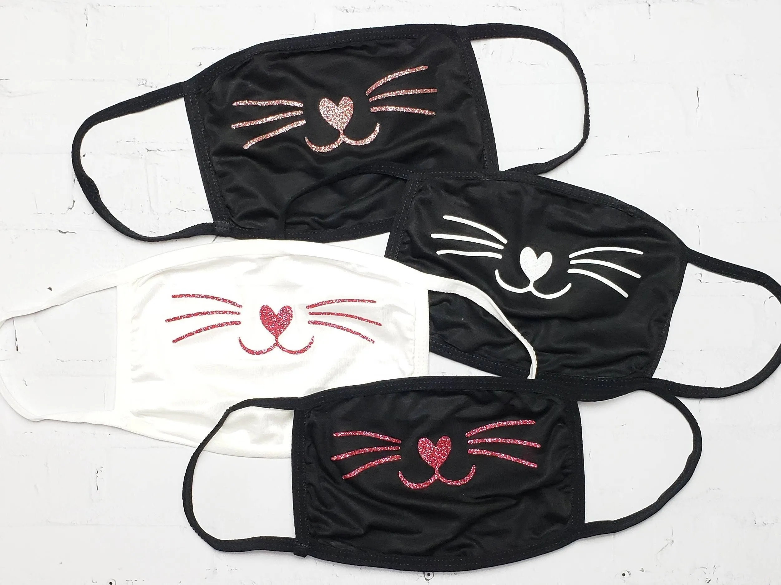Glitter Kitty Mouth and Whiskers Masks - Cute Masks for Birthday Party, Work or Girls Night Out