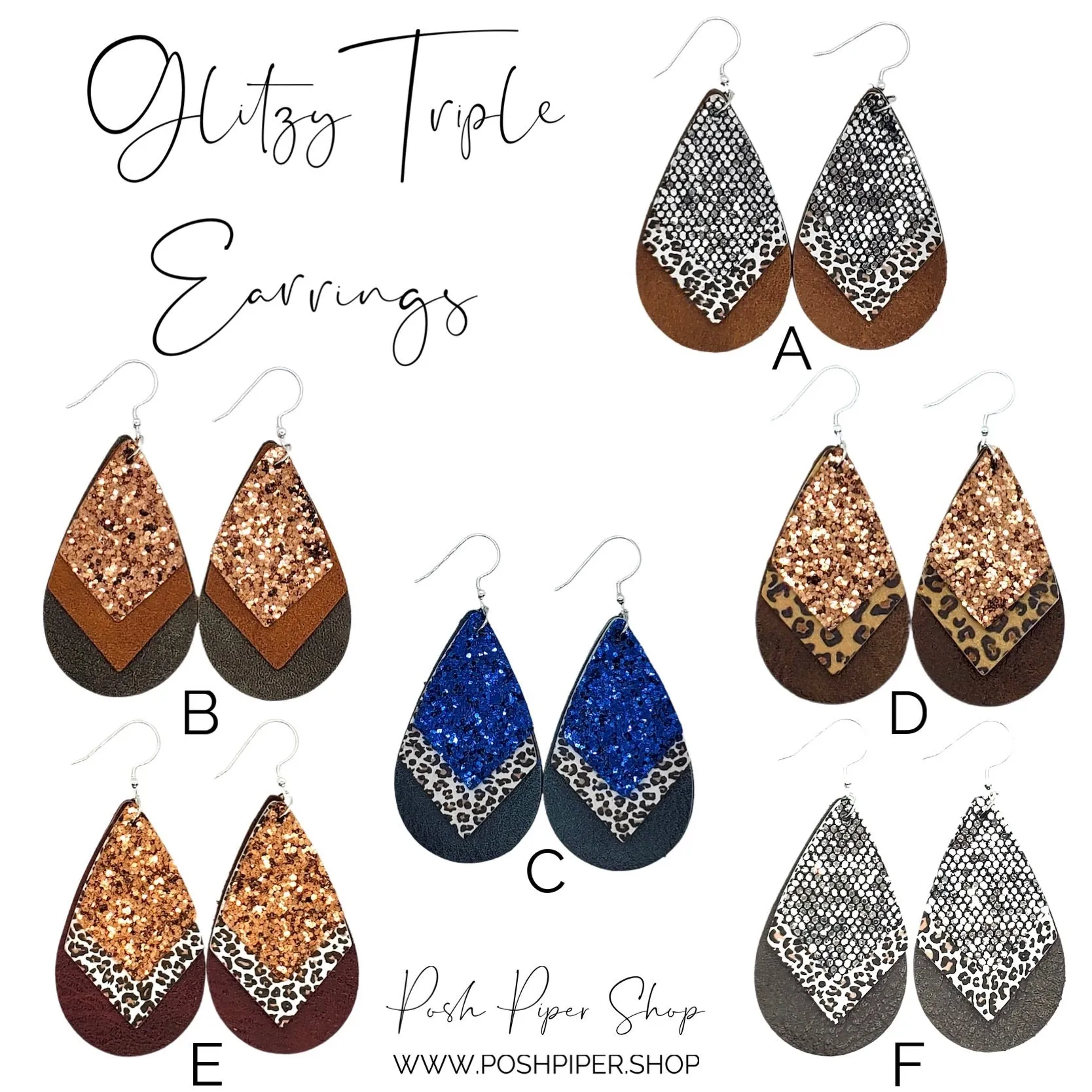 Glitzy Triple Earrings