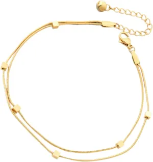 Gold Anklet Bracelets for Women Women's Anklet Jewelry Titanium Steel Double Layered Design for Summer
