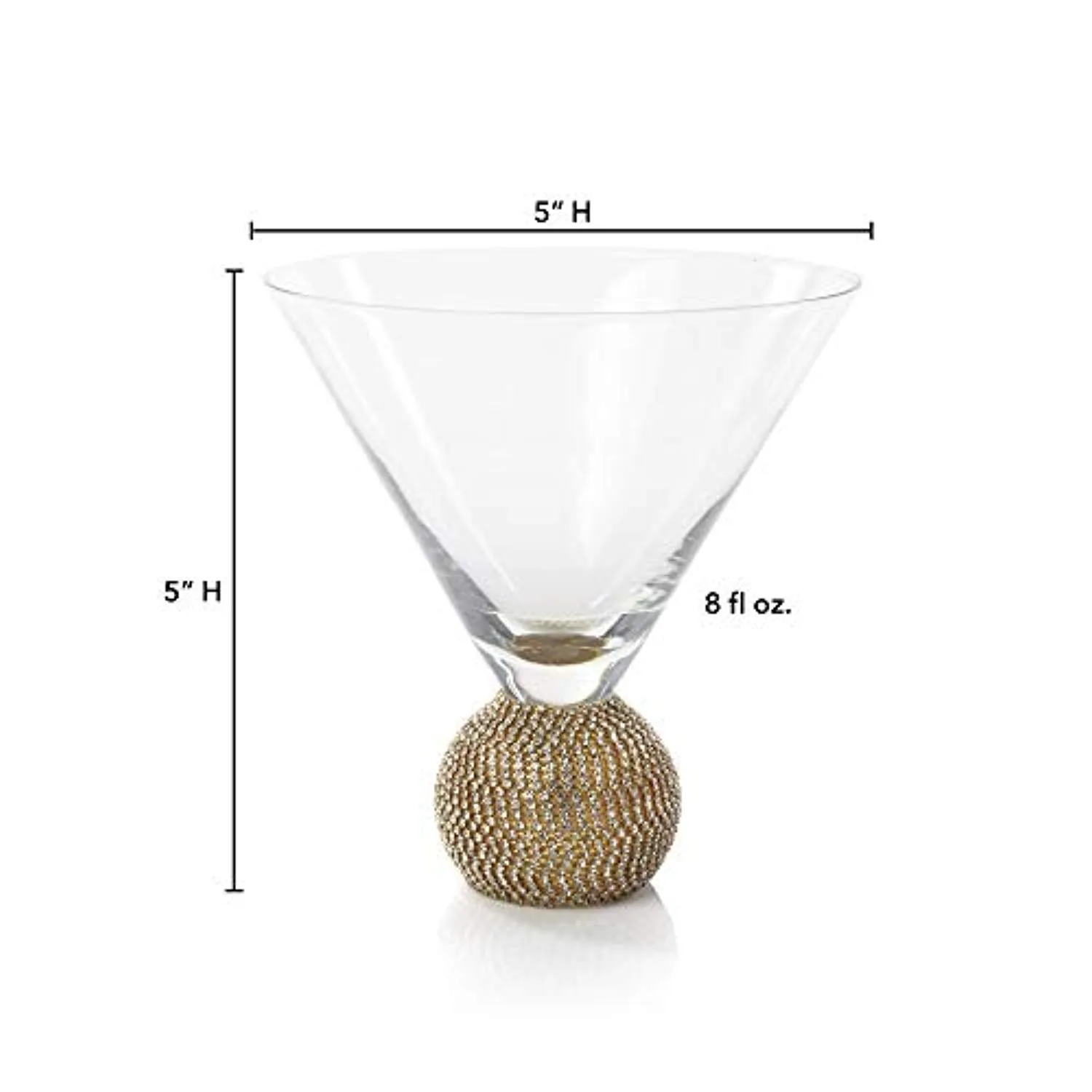 Gold Biarritz Diamond Martini Glasses, Stemless , Set of 6
