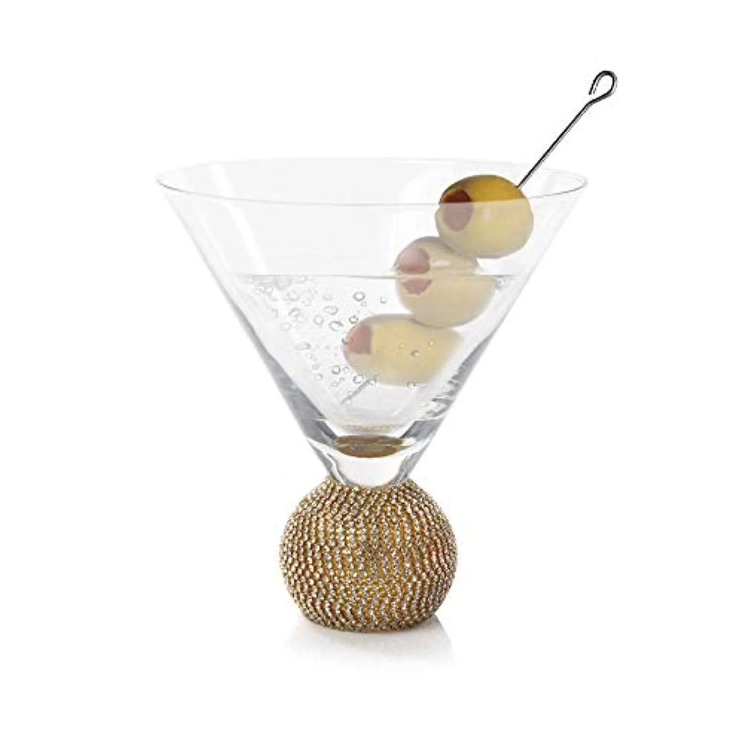 Gold Biarritz Diamond Martini Glasses, Stemless , Set of 6