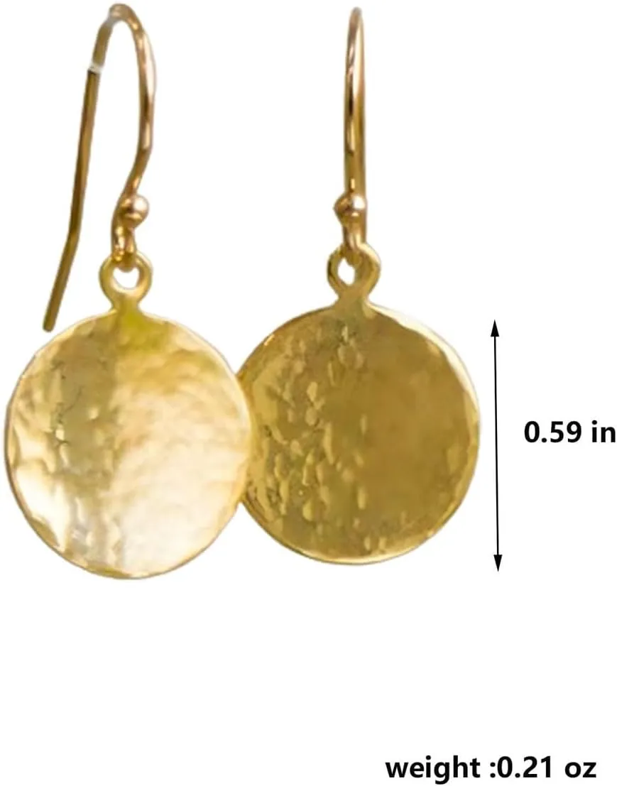 Gold Disc Dangle Earrings for Women Hammered Disc Earrings Silver Drop Earrings Fashion Minimalist Jewelry
