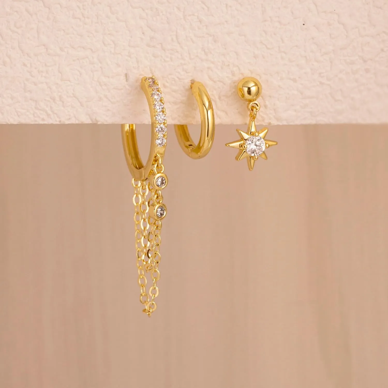 Gold Earring Sets for Women Dainty Gold Stud Huggie Hoop Earrings for Multiple Piercing Hypoallergenic Small Hoop Dangle Earrings Cartilage Earring Set