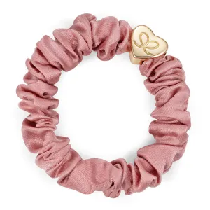 Gold Heart Silk Scrunchie | Champagne Pink