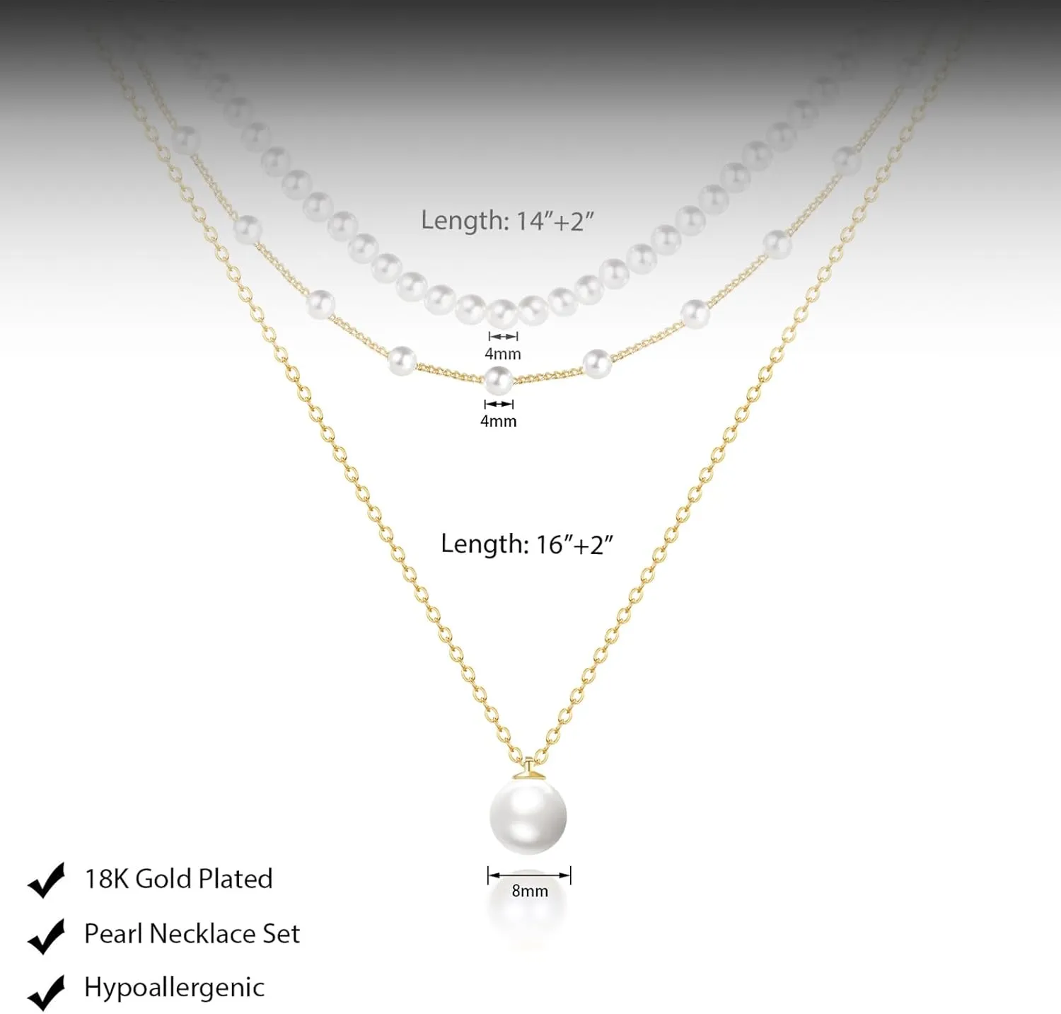 Gold Jewelry Set for Women - Dainty 14K Gold/Silver Plated Pearl Choker Necklace, Drop Earrings & Bracelets - Wedding Trendy Pearl Jewelry Gift