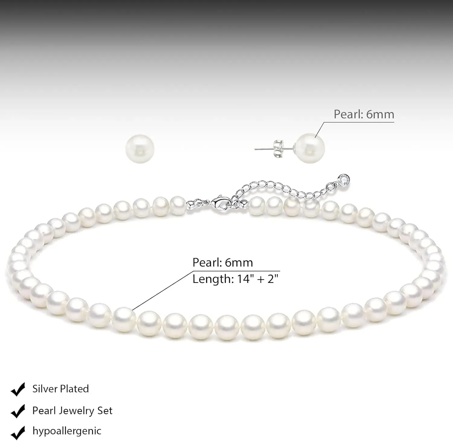 Gold Jewelry Set for Women - Dainty 14K Gold/Silver Plated Pearl Choker Necklace, Drop Earrings & Bracelets - Wedding Trendy Pearl Jewelry Gift