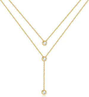 Gold Lariat Necklace for Women 18k Gold Plated Y-Shaped Pendant Drop Necklace Dainty Long Necklace Layered Trendy Gold Jewelry for Women Gift