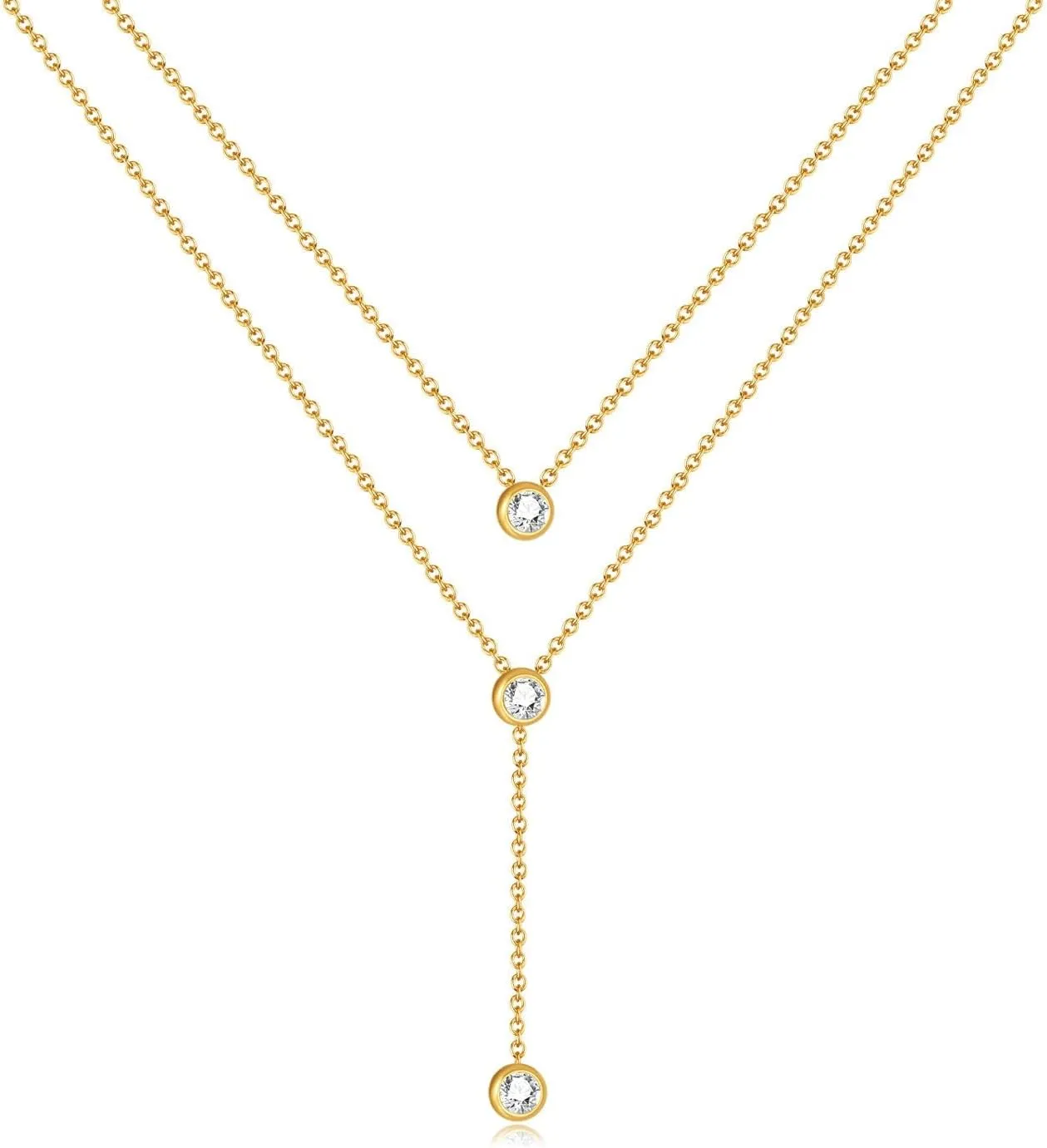 Gold Lariat Necklace for Women 18k Gold Plated Y-Shaped Pendant Drop Necklace Dainty Long Necklace Layered Trendy Gold Jewelry for Women Gift