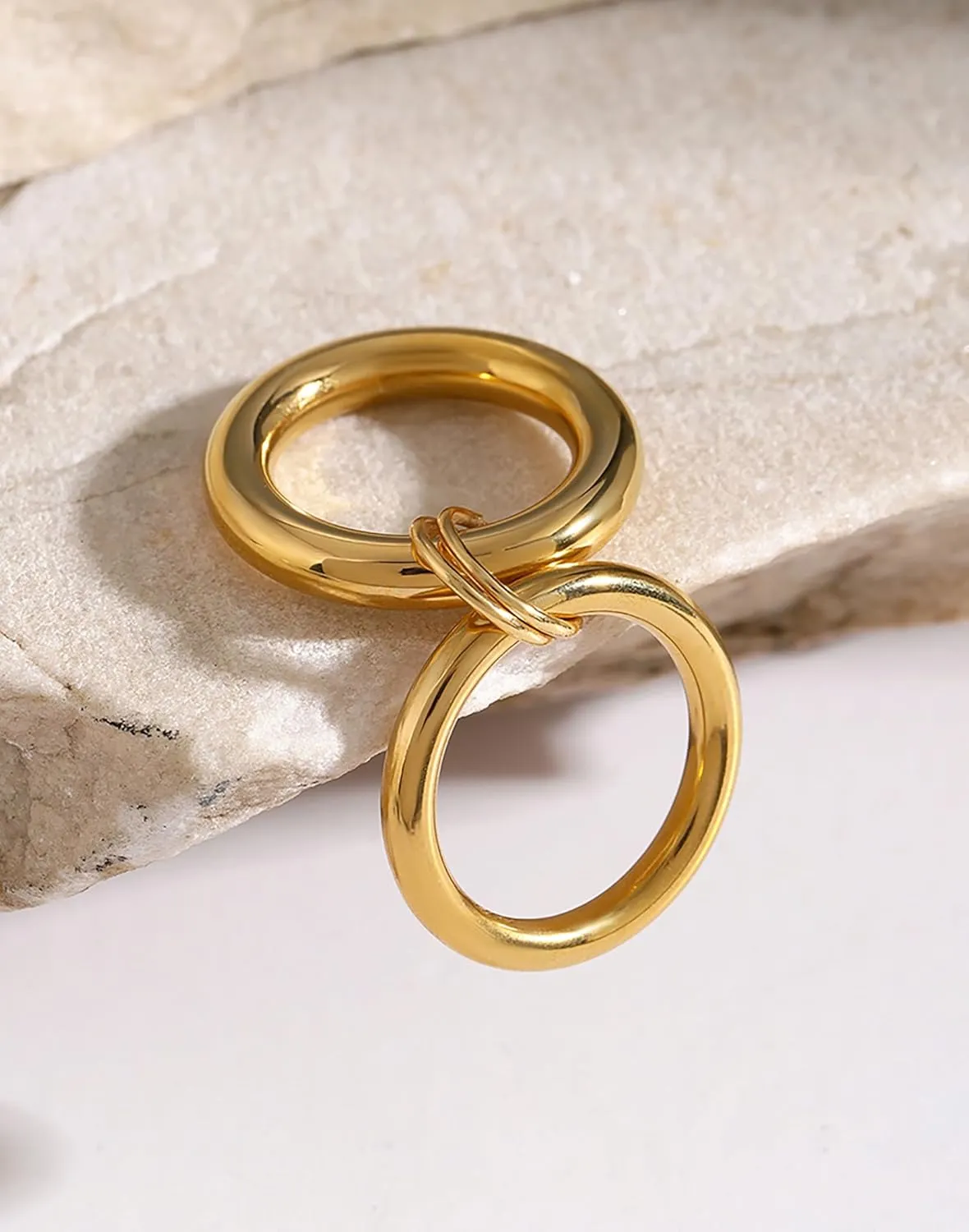 Gold Stackable Rings for Women, Multicolored Connect Rings Set, Dainty Stackable 18k Gold Plated Knuckle Spinelli Rings for Women Jewelry Gift