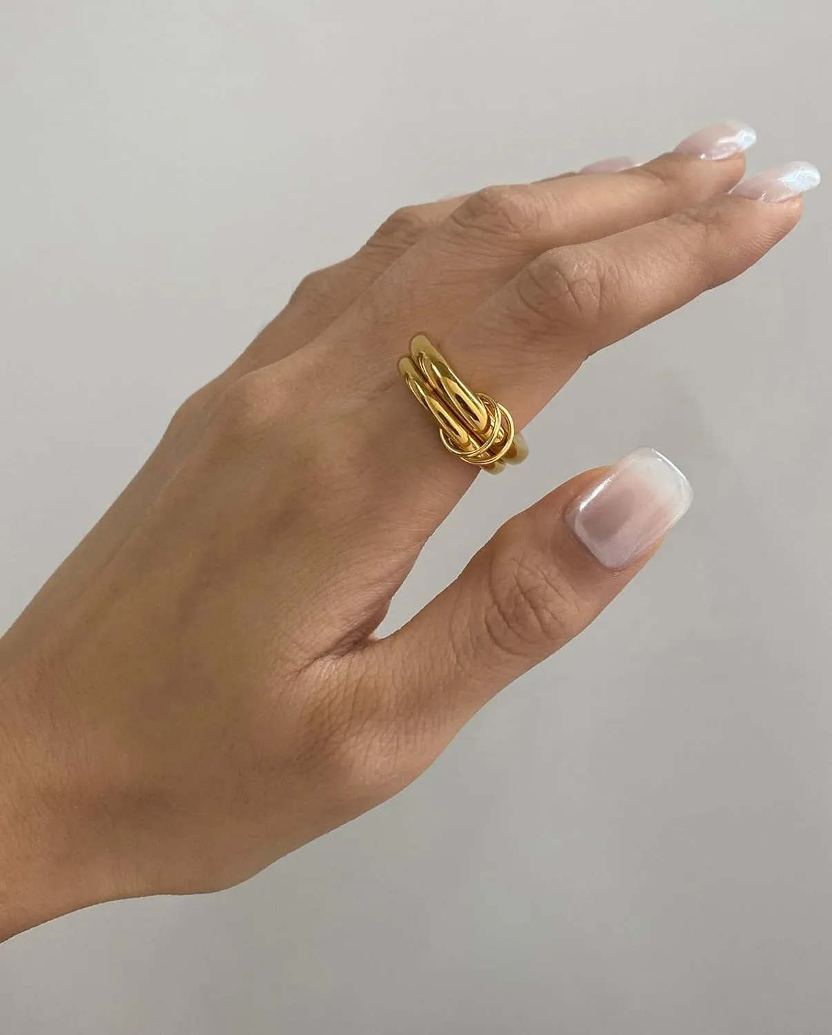 Gold Stackable Rings for Women, Multicolored Connect Rings Set, Dainty Stackable 18k Gold Plated Knuckle Spinelli Rings for Women Jewelry Gift