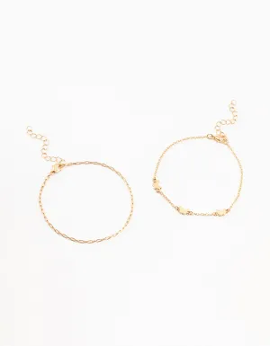 Gold Station Butterfly Anklets 4-Pack
