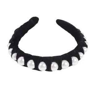 Gold Velvet Headdress Pearl Fashionable Head Bands Hair Hair Hoop for Party Decorations