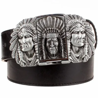 Golden skull Novelty cigarette lighter leather belts for men