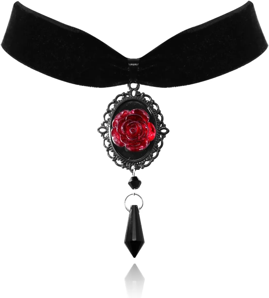 Gothic Black Rose Choker Necklace for Women,Black Velvet Cameo Pendent Choker Necklace Vintage Black Choker Necklace Goth Jewelry Witch Costume Accessories