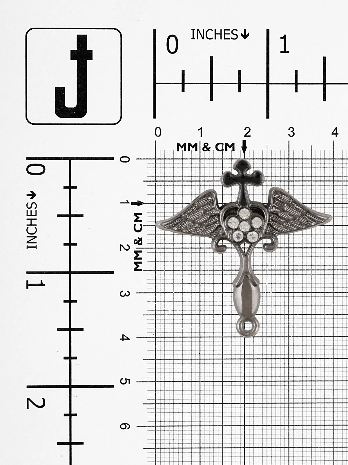 Gothic Design Cross & Wings Gunmetal Brooch