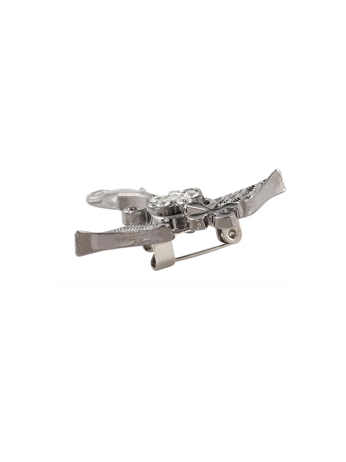 Gothic Design Cross & Wings Gunmetal Brooch