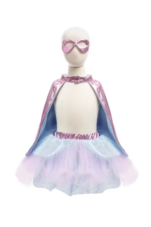 Great Pretenders Super-Duper Tutu/Cape/Mask, Metallic Pink/Light Blue, Size 4-6