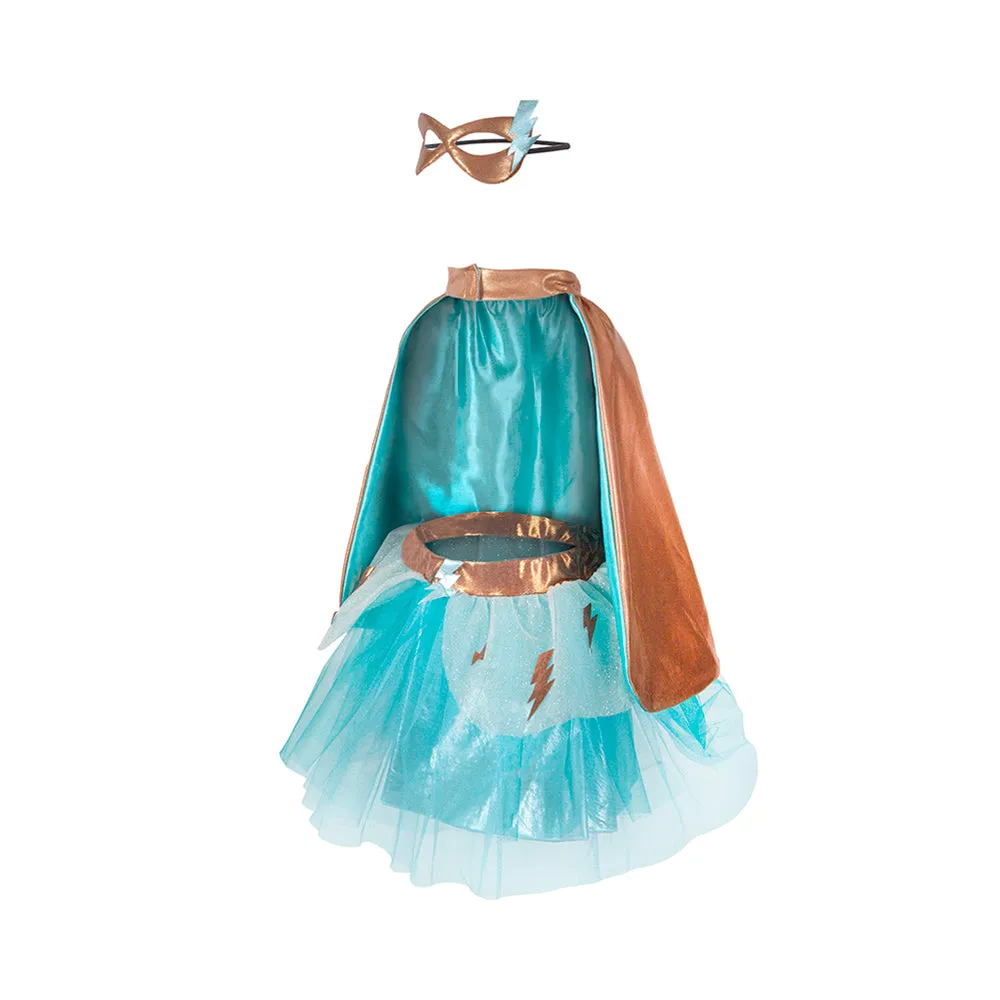 Great Pretenders Turq./Copper Super-Duper Tutu, Cape and Mask, Size 4-6