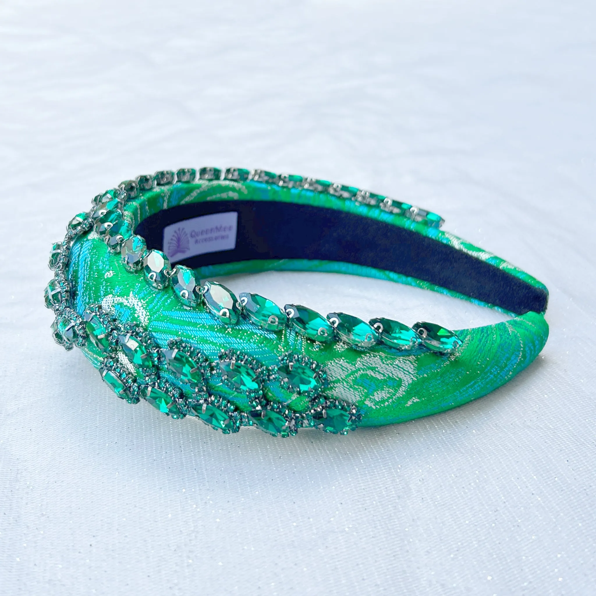 Green Headpiece Wedding Headband Races Headpiece Crystal