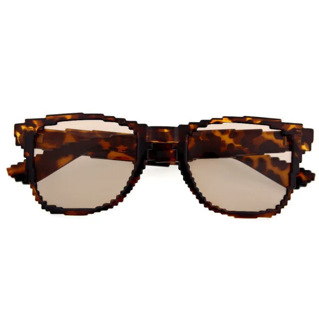 grinderPUNCH Clear Lens 8-Bit Mini Pixel Retro Novelty Gamer Geek Sunglasses