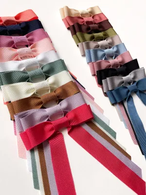 Grosgrain Standard Long Bow | Upscale Bows for Women | Bow with Tails | Luxury Designer Hair Bows | Made to Order