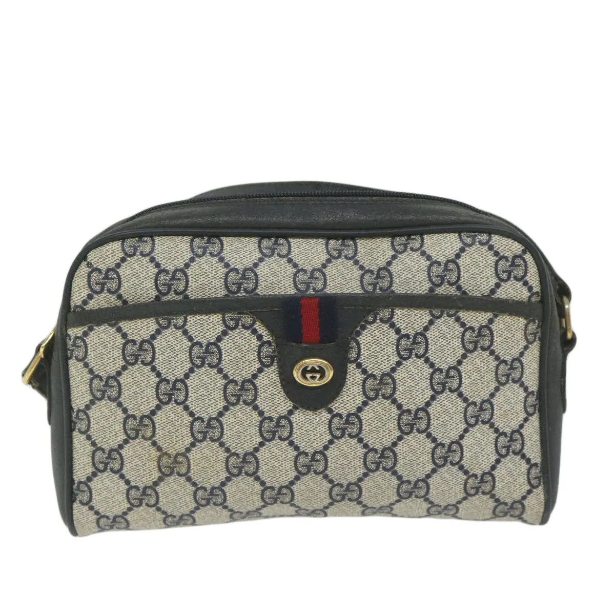 GUCCI GG Supreme Sherry Line Shoulder Bag Red Navy 116 02 089 bs10531