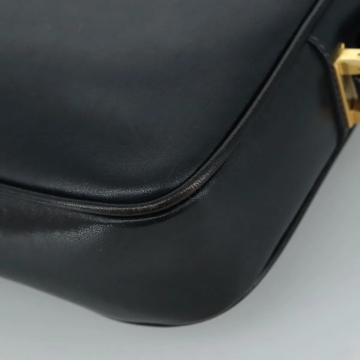 GUCCI Shoulder Bag Leather Navy Gold fm4236