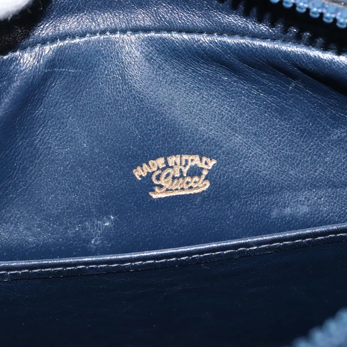 GUCCI Shoulder Bag Leather Navy Gold fm4236