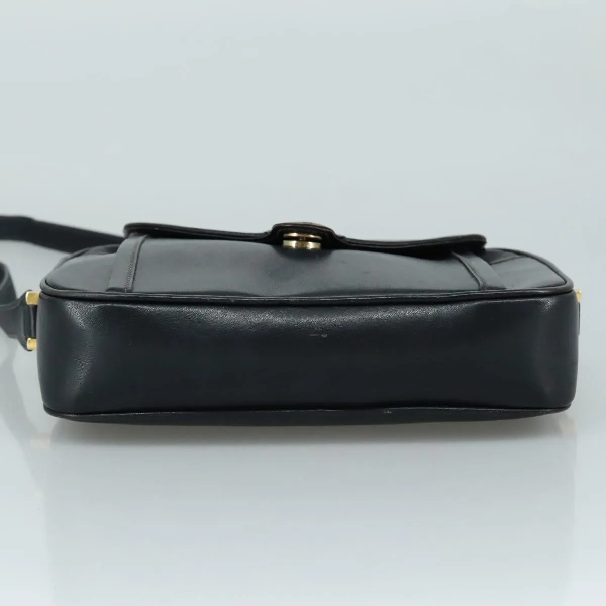 GUCCI Shoulder Bag Leather Navy Gold fm4236