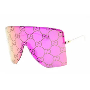 Gucci Unisex Sunglasses - Gold/Silver Metal Shield Shape Rimless Frame | GG1244S 002