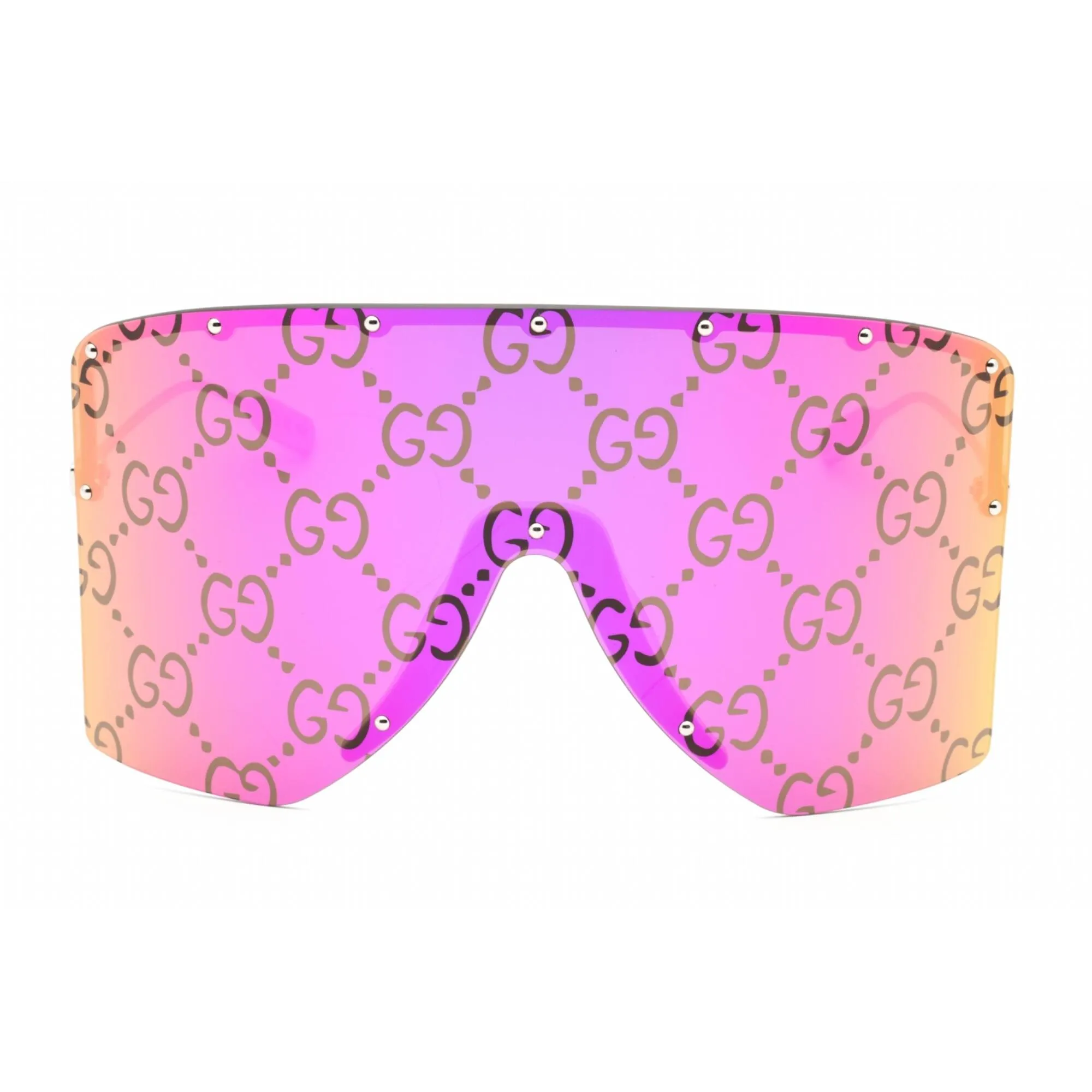 Gucci Unisex Sunglasses - Gold/Silver Metal Shield Shape Rimless Frame | GG1244S 002
