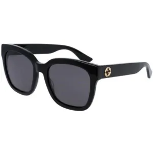 Gucci Women's Sunglasses - Full Rim Shiny Black Acetate Square Frame | GG0034SN 001