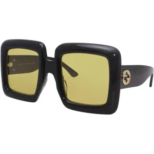 Gucci Women's Sunglasses - Yellow Lens Black Square Shape Acetate Frame | GG0783S 001
