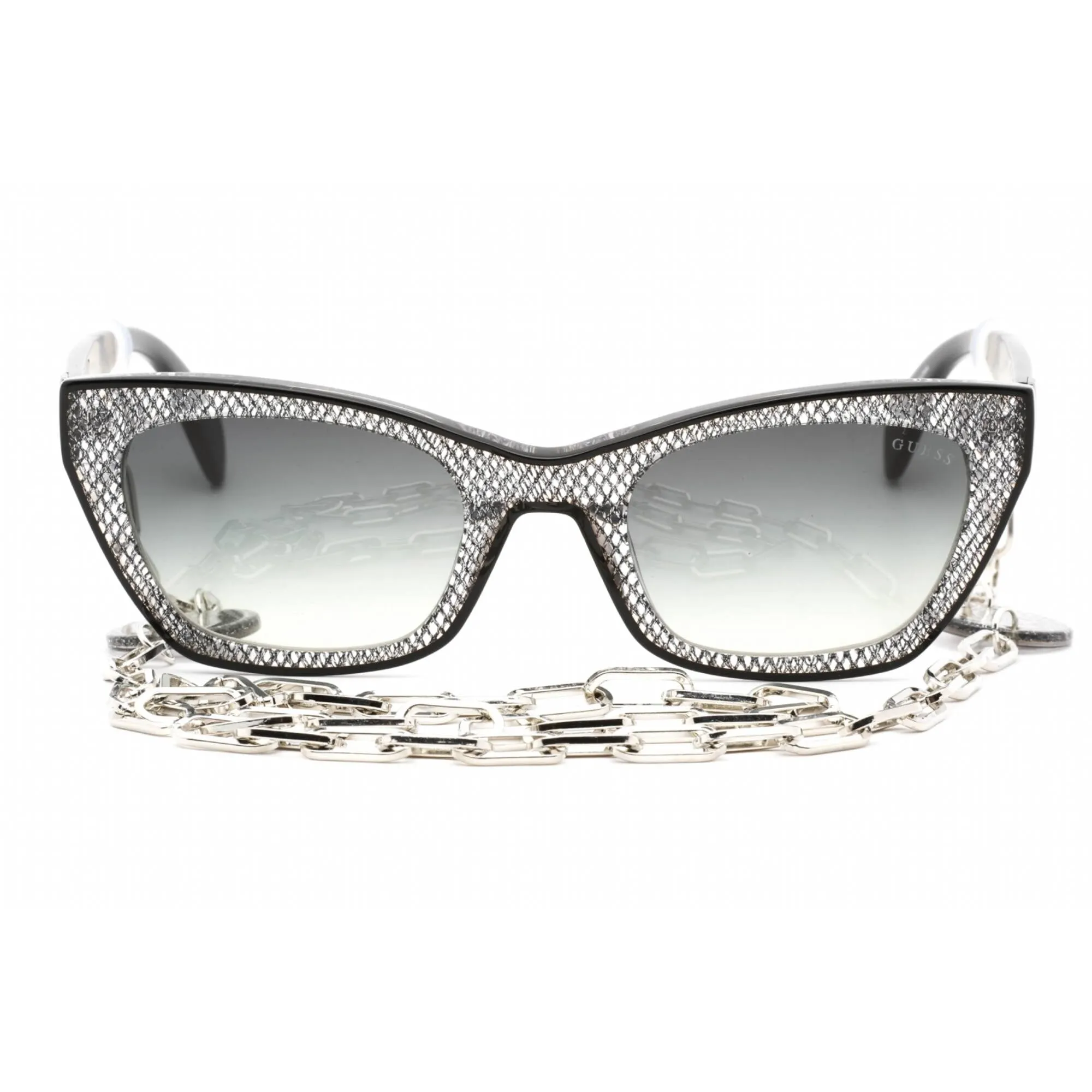 Guess Women's Sunglasses - Shiny Black Cat Eye Full Rim Frame Smoke Lens | GU7873 01B