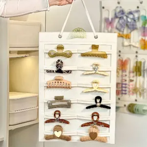 Hair Claw Clip Organizer, Hanging Hair Accessories Organizer Hanging Scrunchie Holder Hanging, Claw Clip Hanger Home Decor for Wall Door Closet (Horizontal)