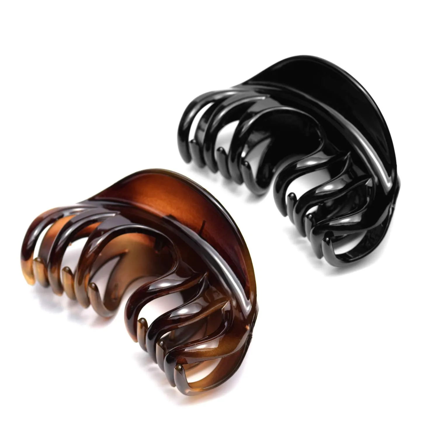 Hair Claw for Women, 4 Inch Pretty Hair Clip, Hair Grip for Thick Hair, Black and Coffee