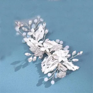 Hair Clip Headband For Women Rhinestoness Flower Hairband Bridal Wedding Hair Accessories Jewelry Hairpin Silver