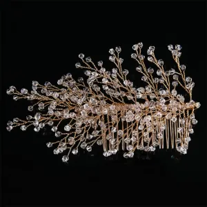 Hair Comb Clip Hairpin For Women Bride Rhinestones Bridal Wedding Hair Accessories Jewelry Headband Gold